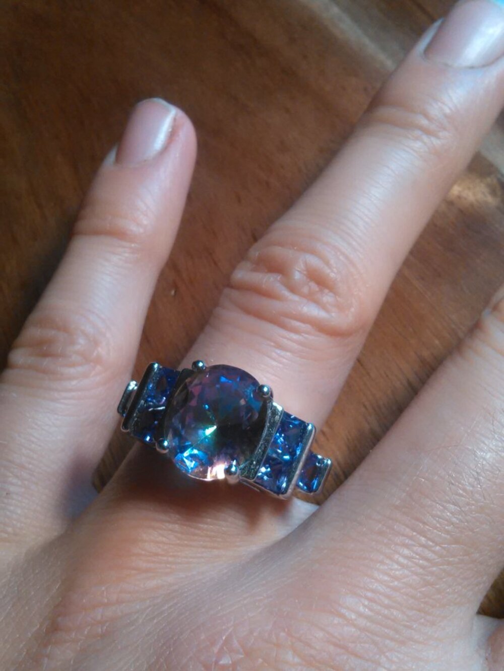 Simulated Mystic Topaz and Purple Crystal Ring (Size 7) - Picture 15 of 16